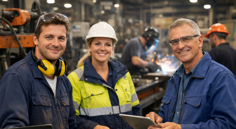 Team in de werkplaats